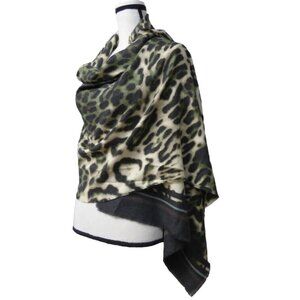 Inc International Concepts Striped Leopard-Print Wrap, Olive, 72"L x 21"W